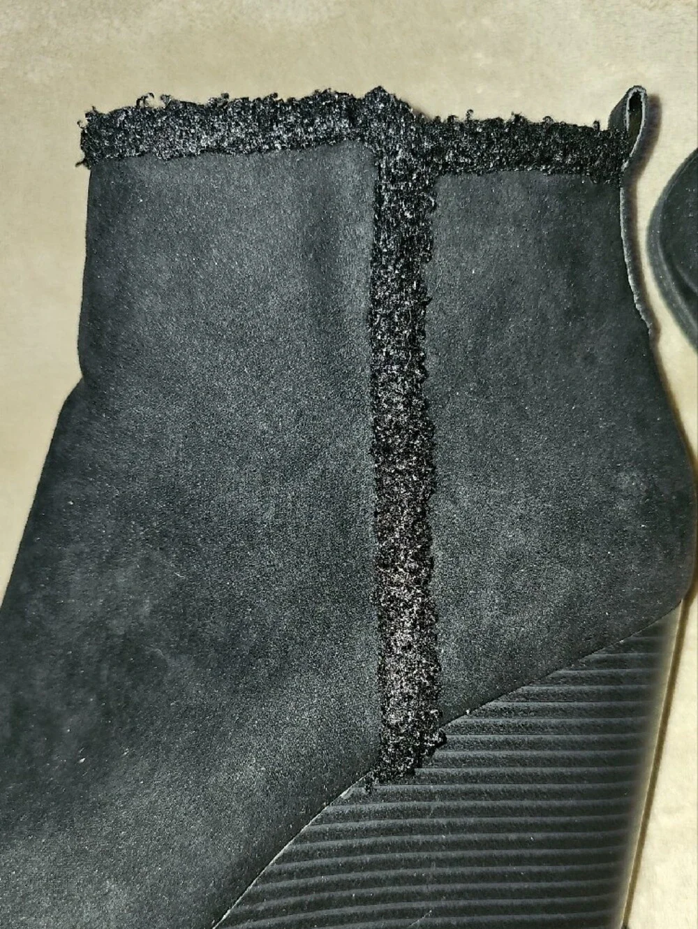 New Women's Black Suede Wedge Ankle Boot